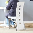 thumbnail image 7 of White Dining Chairs Set of 4, Modern Dining Room Chairs Set of 4, Upholstered PU Leather Kitchen Chairs with Silver Metal Legs, High Backrest Armless Seating for Kitchen, Dining Room, 7 of 7