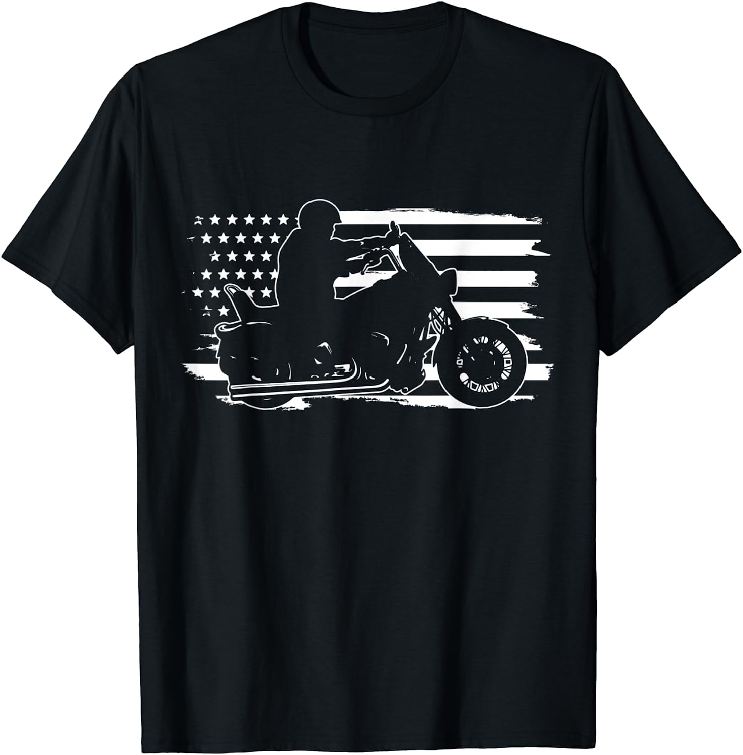 Patriotic Motorcycle Vintage American US Flag Biker T-Shirt - Walmart.com