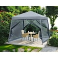 thumbnail image 4 of MASTERCANOPY 11' x 11' Pop Up Slent Leg Canopy with Screen Netting, Light Gray, 4 of 6