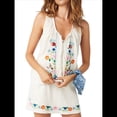 thumbnail image 2 of Blusas Bordadas con Flores para Mujer, Cuello en U, Flecos y Lazo Frontal, Camisetas Sin Mangas Holgadas Estilo Bohemio . L, 2 of 7