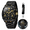 B All Black, variant on Watches for Men Fashion Dress Analog Quartz Waterproof Casual Chronograph Roman Numeral Gold Plated Stainless Steel 6-Hand Luminous Date Classic Mens Wrist Watches Reloj Para Hombre