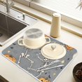 thumbnail image 2 of Yayeee Dish Drying Mat for Kitchen Counter 16" x 18" Microfiber Super Absorbent Coffee Decorative Pad, Gray Halloween Dancing, 2 of 9