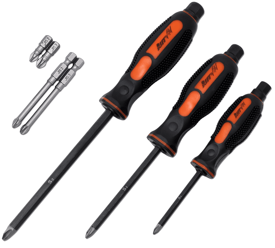 7Piece Professional S2 Steel JIS Driver And Impact Bits Set Includes (3) JIS Screwdrivers (1