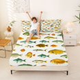 thumbnail image 3 of Manfei Watercolor Sea Fish King Sheets, Kawaii Animal Bedding, Cream Orange, 4pcs, 1 Flat Sheet, 1 Fitted Sheet and 2 Pillowcases, 3 of 6