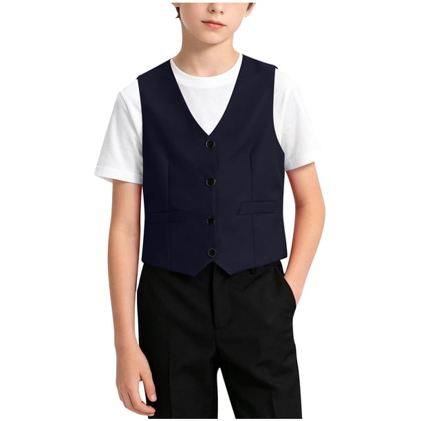 Odeerbi Chaqueta de Traje de Niños Con Cuello En V Chaqueta de Botón Con Bolsillos Chaqueta de Vestido Formal Para La Fiesta de Boda