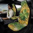 thumbnail image 2 of Xixirimido Car Seat Cover Set of 5 Pieces Front Seat Covers with Matching Seat Belt and Center Console Covers PU Leather Fits Most Vehicles, Green Shamrocks Coins, 2 of 8