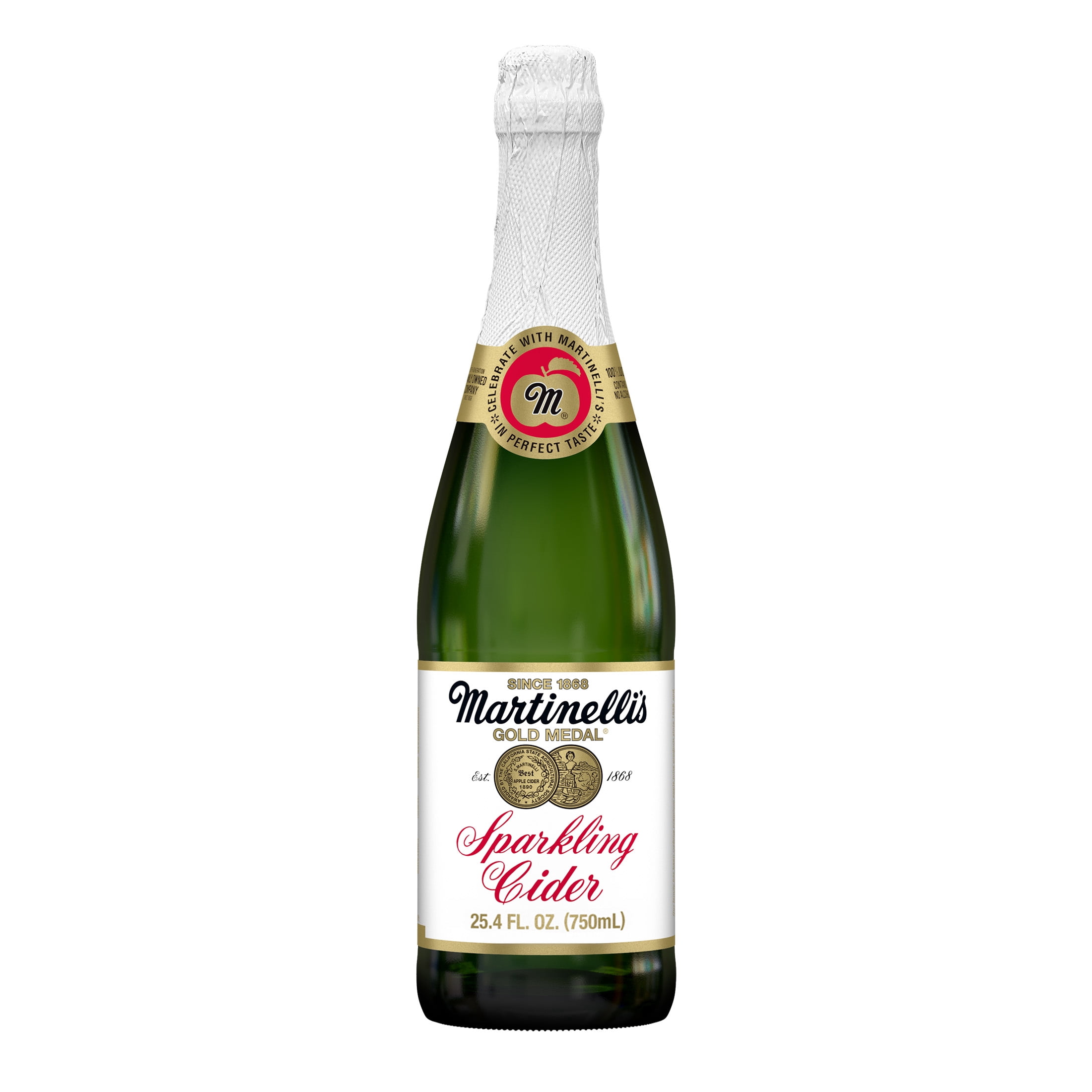 (4 pack) Martinelli's Sparkling Apple Cider, 25.4 fl oz Glass Bottle