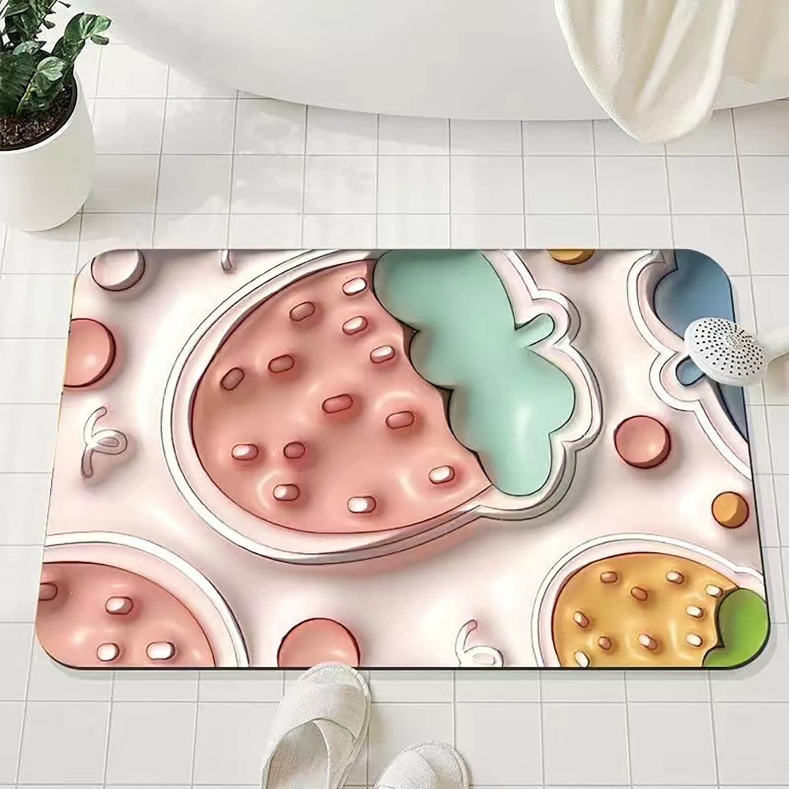 AURIGATE Bath Mat Cute Design Kitchen Rug 3D Visual Anti-Slip Absorbent ...