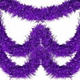 thumbnail image 2 of 50 Feet Christmas Tree Tinsel Garland Metallic Twist Garland Sparkly Foil Streamer for Mardi Gras Parade Floats Christmas New Year Wedding Birthday Purple, 2 of 6