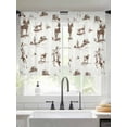 thumbnail image 2 of Western Cowboy Sheer Curtains 45 Inch Long 2 Panels, Retro Brown Desert Ethnic Horse Light Filtering Rod Pocket Semi Sheer Curtains, Sheer Voile Drapes for Living Room Bedroom, 52"x45", 2 of 5