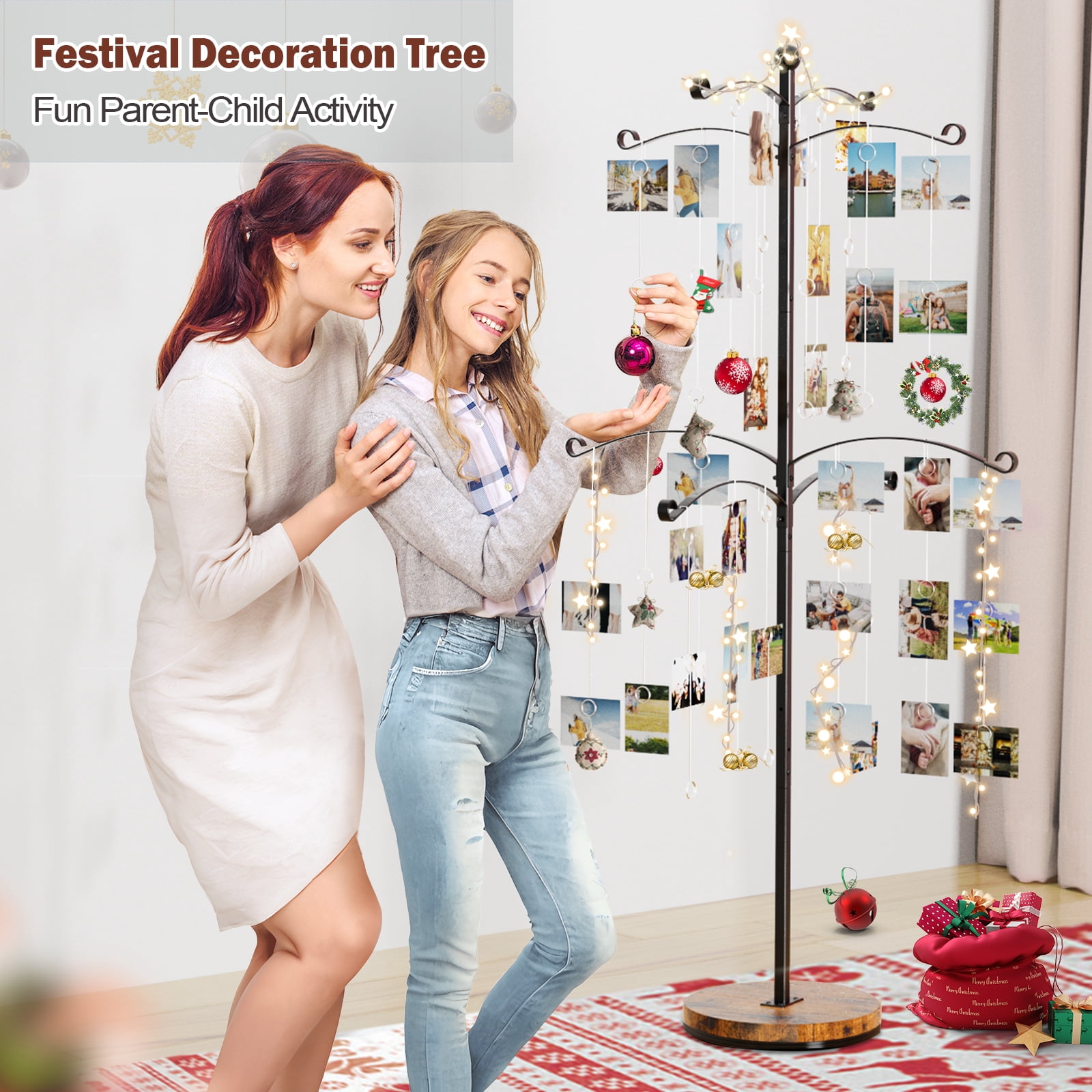 Sfugno Metal Photo Display Tree, 90 Clips Holder for 4x6, 5x7 Picture Frames Hanging & Gift Card Display, Versatile Home Decor for Family Collage Frame
