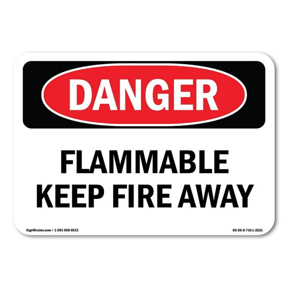OSHA Danger Sign - Flammable Keep Fire Away | Decal | Protect Your Business, Construction Site, Warehouse & Shop Area |  Made in The USA