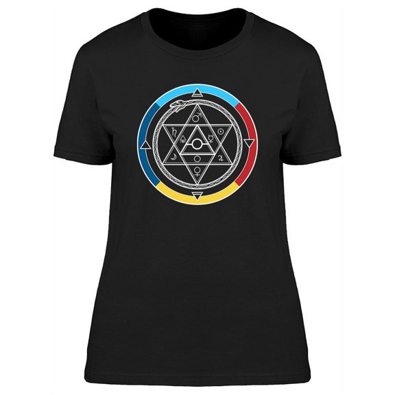 Round Colorful Alchemy Circle T-Shirt Women -Image by Shutterstock, Female Small