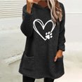 thumbnail image 2 of Wyobmus Womens Long Fuzzy Hoodies Winter Warm Hoodie Cozy Oversized Pockets Printed Hooded Blouse Long Sleeve Hooded Tops D-Black, 2 of 5