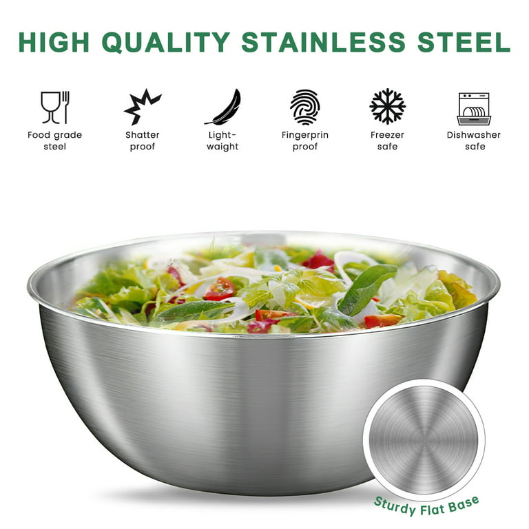 Black Mixing Bowls with Lids Set of 7, P&P CHEF Stainless Steel Nesting  Salad Bowls, Serving Bowl with 17 PCS Kitchen Tools for Prepping, Cooking  or