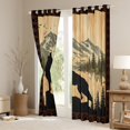 thumbnail image 3 of Homewish Female Men Women Safari Wolf Black Out Curtains,Jungle Animal Curtains Pack of 2 (42x63 Each),Vintage Cabin Bedroom Curtains,Breathable Home Decor, 3 of 6