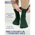 thumbnail image 6 of Hugh Ugoli Men's Cotton Diabetic Ankle Socks, Wide & Loose and Stretchy, Seamless Toe, Non Binding Top, Semi Cushion, 3 Pairs, Army Green, Shoe Size: 11-13, 6 of 7