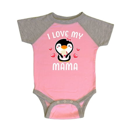 

Inktastic I Love My Mama with Cute Penguin and Hearts Gift Baby Girl Bodysuit