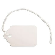 KC Store Fixtures Merchandise tag #5 with string, 1-1/8"x1-3/4" - white