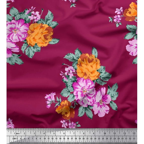 Soimoi Georgette Viscose Fabric Florals Floral Fabric Prints by Yard 42 Inch Wide