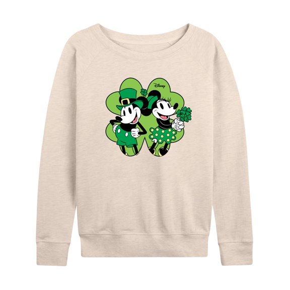 Disney - Mickey & Minnie Shamrock - Women's French Terry Long Sleeve Pullover