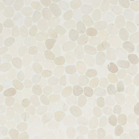 Bond Tile Picturesque White Sliced Round Mosaic Floor and Wall Tile Sample