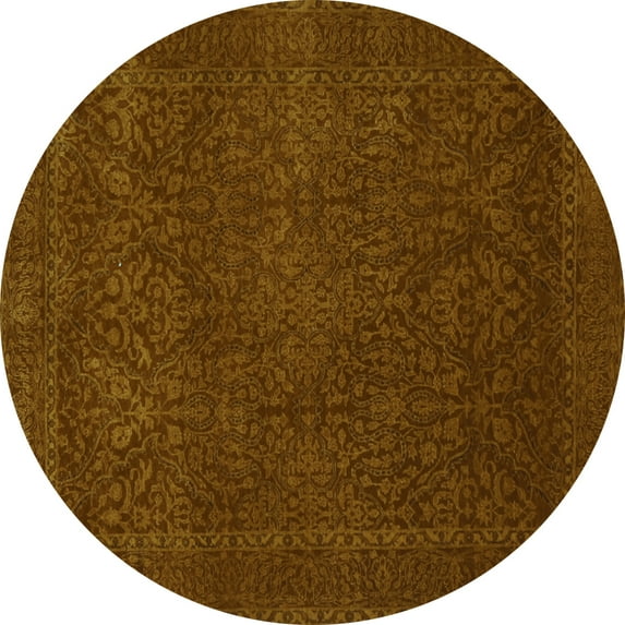 Ahgly Company Machine Washable Indoor Round Persian Turquoise Blue Traditional Area Rugs, 6' Round