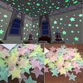 thumbnail image 2 of 100Pcs Colorful Glow in The Dark Luminous Stars Fluorescent Noctilucent Wall Stickers Murals Decals for Home Art Decor, Ceiling Wall Decorate Bedroom Room Decorations 1.18" Yellow, 2 of 5