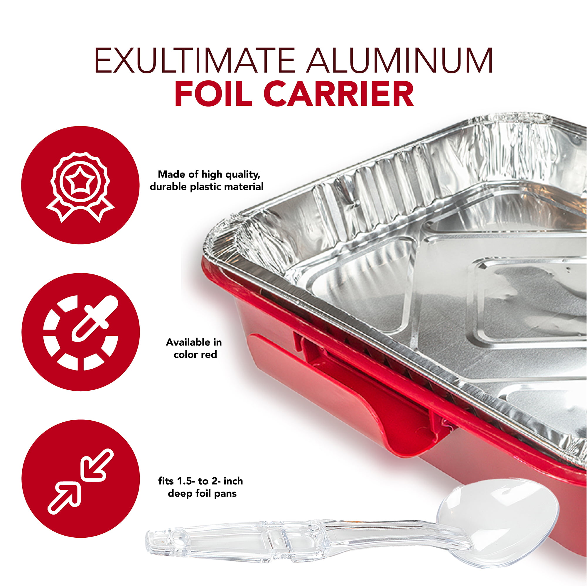 Foil Decor Serving and Casserole Carrier for 9x13 Foil Pans, Heat Resistant  w/Handles, Lid Locks in Place for Safe and Easy Carrying, Lid Doubles as a