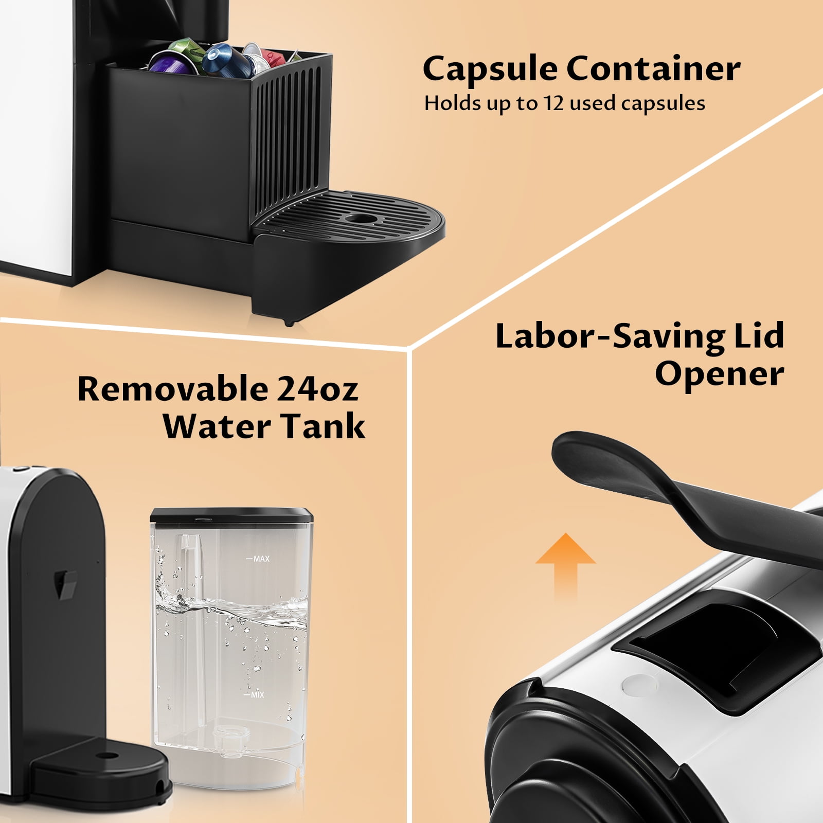 CHULUX Espresso Machine, 20 Bar Espresso Maker for Nespresso Original Pods with 24OZ Removable Water Tank, 1400W