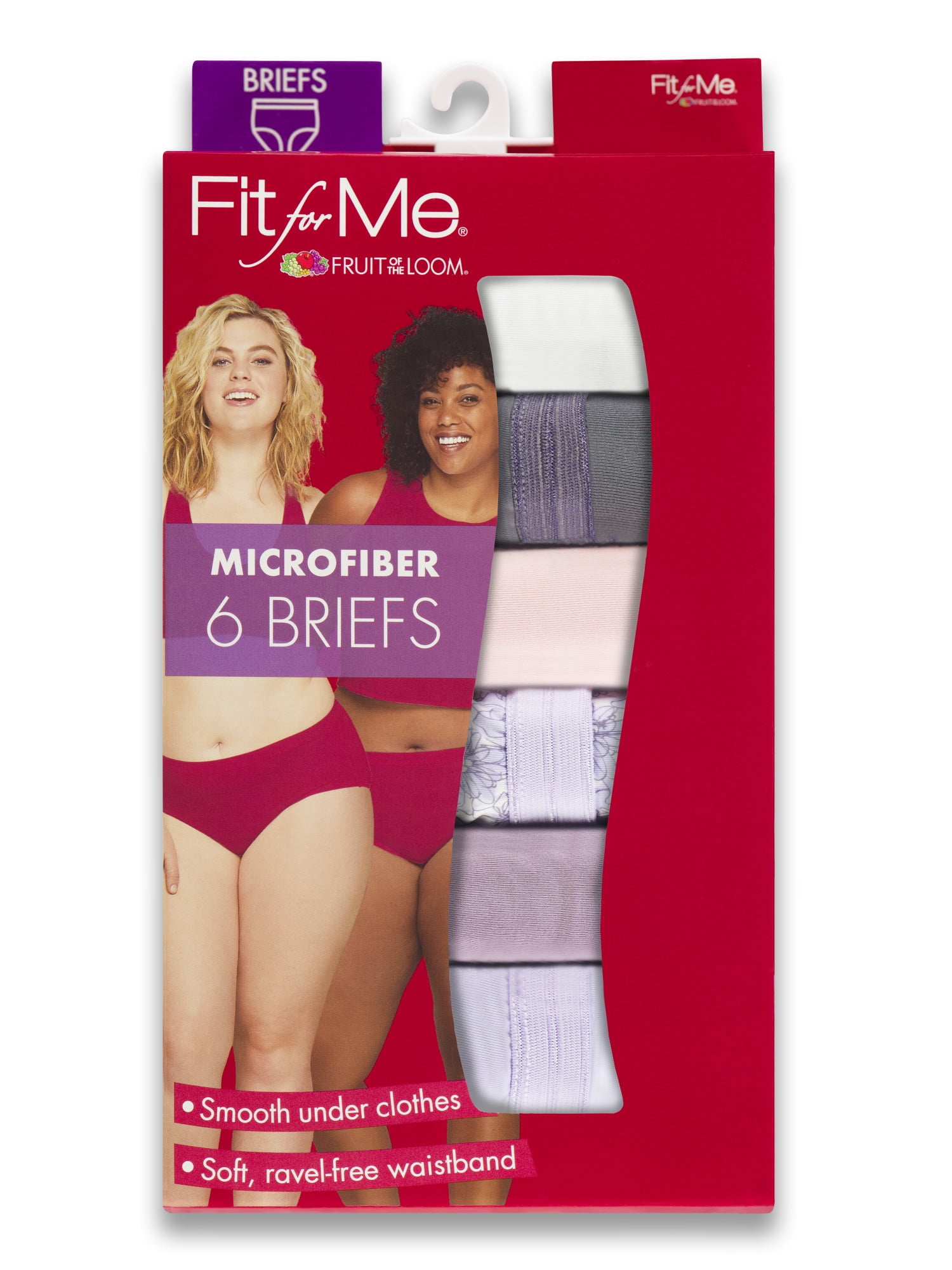 Fit for Me by Fruit of the Loom Women's Plus Size Microfiber Brief Underwear, 6-Pack