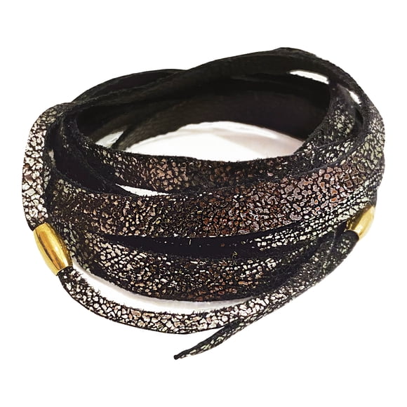 VANGANIA pulsera de piel unisex con baño de oro intención gratitud