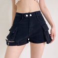 thumbnail image 4 of Sngxgn Womens Casual High Waist Cargo Shorts with Pockets Summer Short Pants(Black,M), 4 of 6