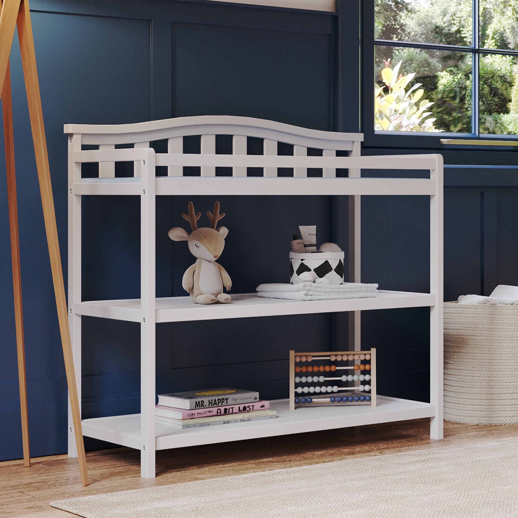 Child Craft Hampton Crib, Changing Table and Glider Nursery Set, 4-in-1 Convertible, Matte White, 3-Piece
