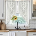 thumbnail image 4 of Boho Sage Green Geometric Kitchen Window Curtains, Swag Curtains Valance for Bedroom Living Room Bathroom, Vintage Southwestern Stripes Rod Pocket Window Curtain Block Drapes 2 Panels 36"x63", 4 of 9