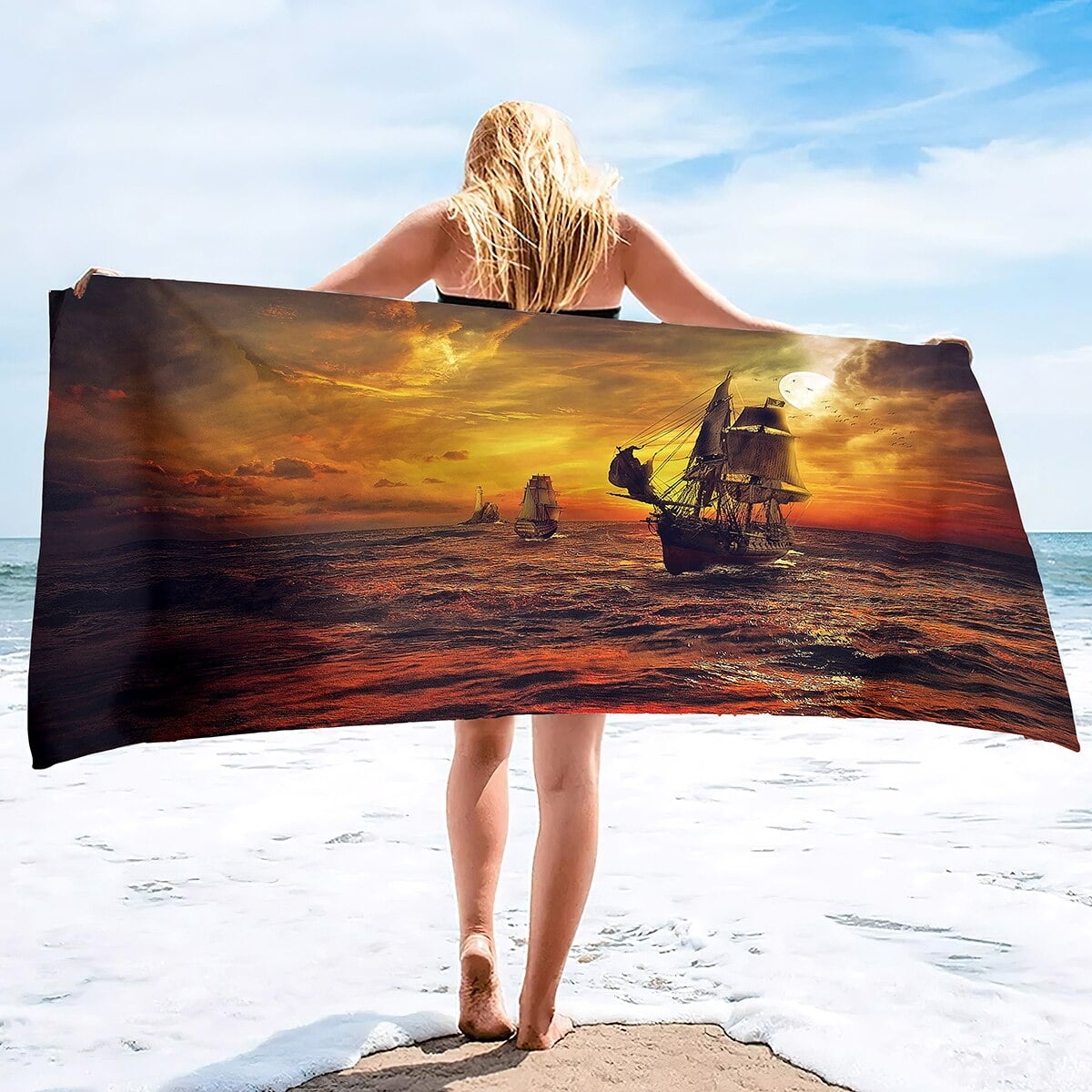 Pirate Ship Sand Free Beach Towels Super Lightweight Towels for