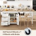 thumbnail image 3 of ChVans Extendable Rolling Kitchen Island Cart 47.1" to 89.6", Farmhouse Mobile Kitchen Island with Storage, 3 Drawers, Barn Doors & Side Spice Rack, Wheeled Kitchen Prep Table for Dining Room, 3 of 8