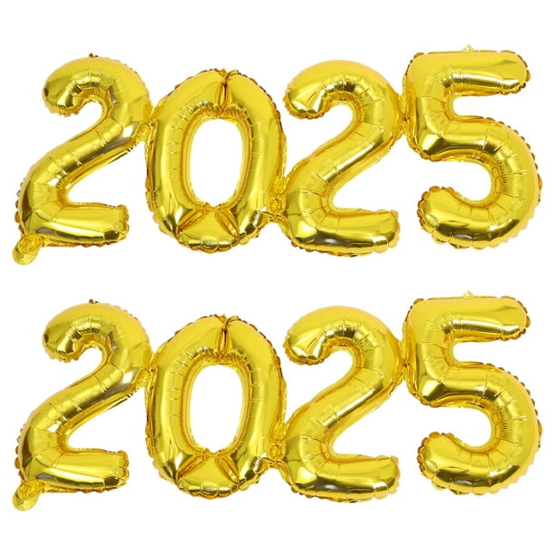 2 globos de aluminio número 2025 para celebrar el Año Nuevo Globos dorados 2025 para la decoración de fiestas de Nochevieja
