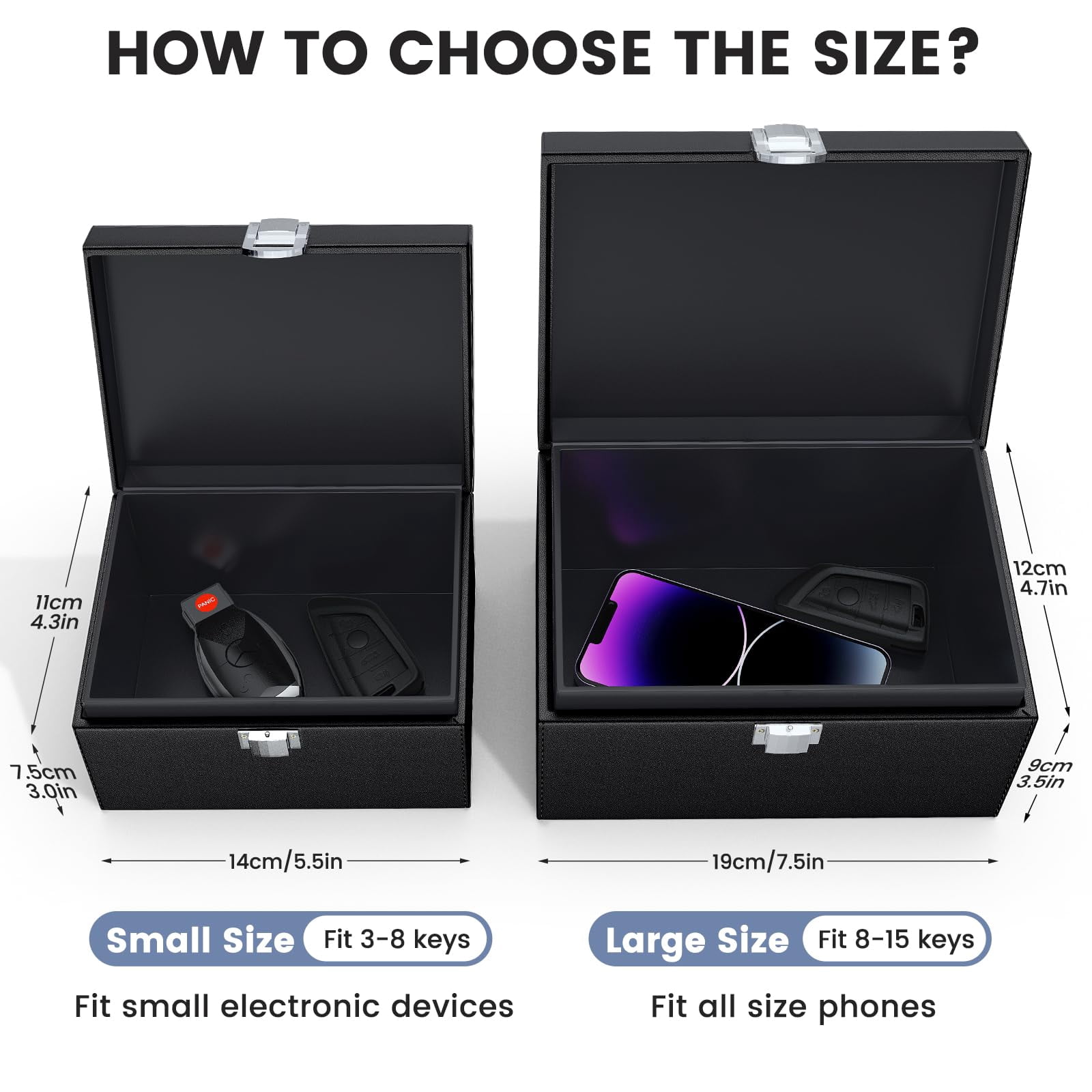 Faraday Box Key Fob Protector, Faraday Box with 2 Pack Faraday Bags, RFID Box for Car Keys, Signal Blocking Box for Car Security (Large)