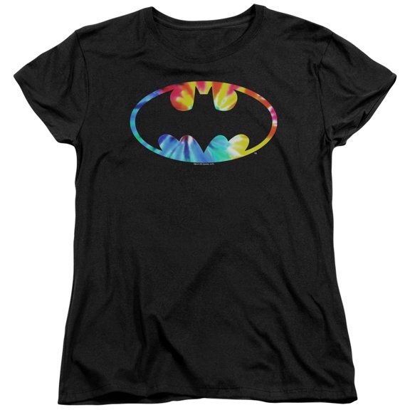Batman Tie Dye Batman Logo S/S Women'S Tee Black