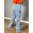 thumbnail image 3 of Wide-Leg Loose Jeans for Women Cargo Elastic Drawstring Workwear Long Pants Fit Comfortable Casual Pockets, 3 of 5