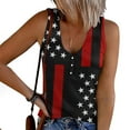 thumbnail image 2 of Usmixi Womens Tank Tops Fashion Button up Slim Knitted Ribbed Independence Day Patriotic Shirts Vest Summer Trendy USA Flag Print V-Neck Sleeveless Shirts Blouse Black s, 2 of 5