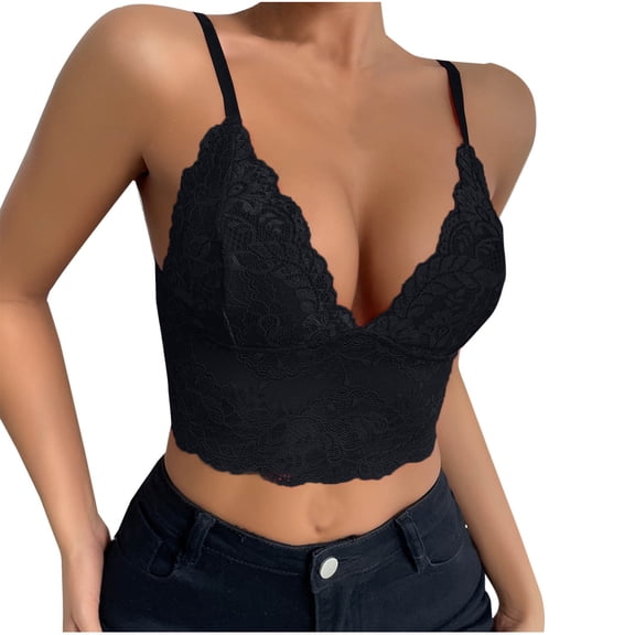 DAFPZW Lace Cami for Women,Sexy Bralette Crop Top V Neck Bustier Top Adjustable Spaghetti Strap Going Out Lingerie Outfits