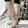 thumbnail image 7 of YLYL Women Knee High Boots Buckle Wide Calf Chunky Mid Heel Side Zipper Dressy Fall Winter Boots, 7 of 7