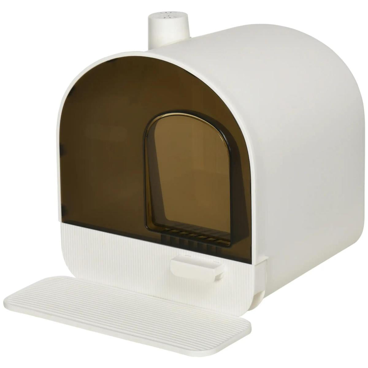 17" Hooded Enclosed Plastic Cat Litter Box - Deodorizing Filter, Removable Tray & Entrance Mat, for Small Cats/Kittens Under 10 lbs (17"Lx17.25"Wx18.5"H)