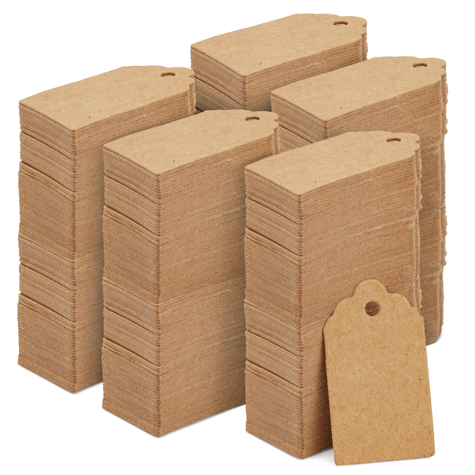 1000 Pack Kraft Paper Gift Tags with Holes, Mini Marking Tags for Merchandise, Crafts, Boutiques, 0.95 x 1.75 in