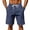 Navy #025, variant on Men's Striped Linen Shorts Casual Elastic Waist Drawstring Pants Summer Lightweight Beach Shorts with Pockets, M