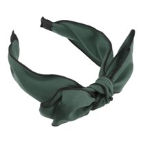 Unique Bargains 1 Pc Double Layered Bow Knot Headband Hairband for Women Green 2.6 Inch Wide