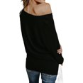 thumbnail image 5 of Womens Off The Shoulder Sweater Oversized Knit Long Sleeve Sweaters Tunic Tops, 5 of 7