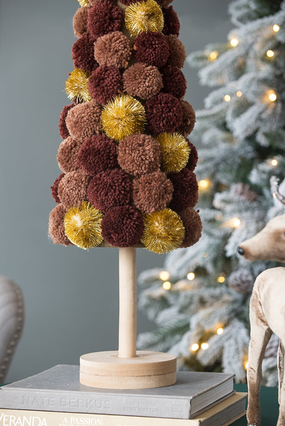 Large Colorful Modern Winter Tree Figurine 31.5 Inch Polyester Foam Pinewood Tabletop Holiday Decor